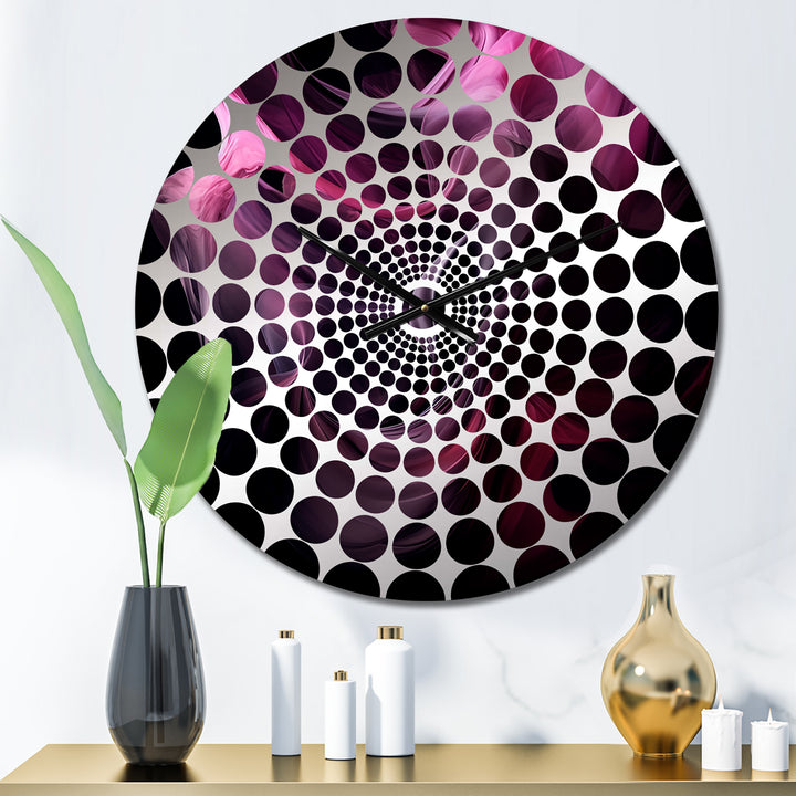 Pink and Black Chromatic Breakers II - Abstract Metal Wall Clock