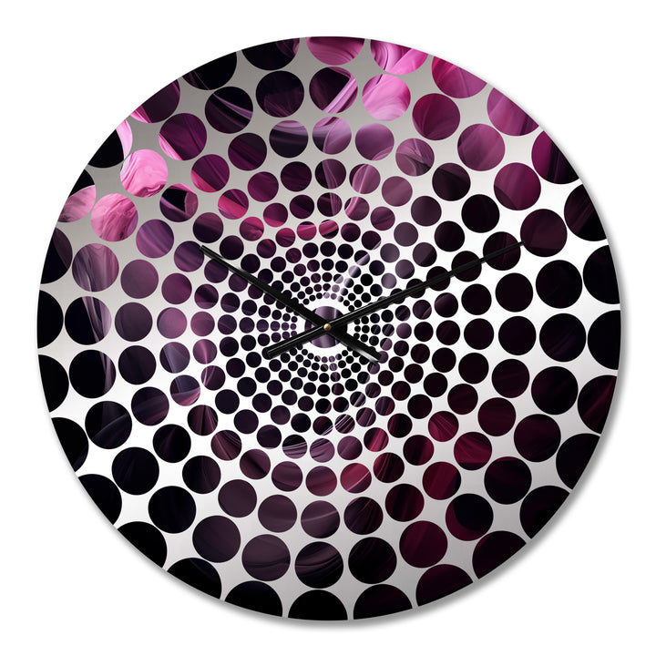 Pink and Black Chromatic Breakers II - Abstract Metal Wall Clock