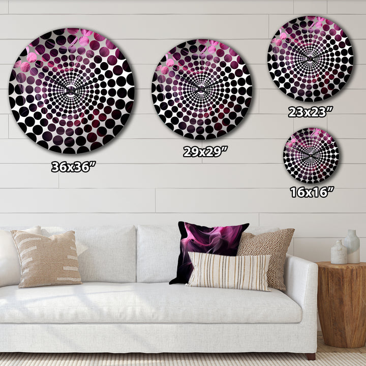 Pink and Black Chromatic Breakers II - Abstract Metal Wall Clock
