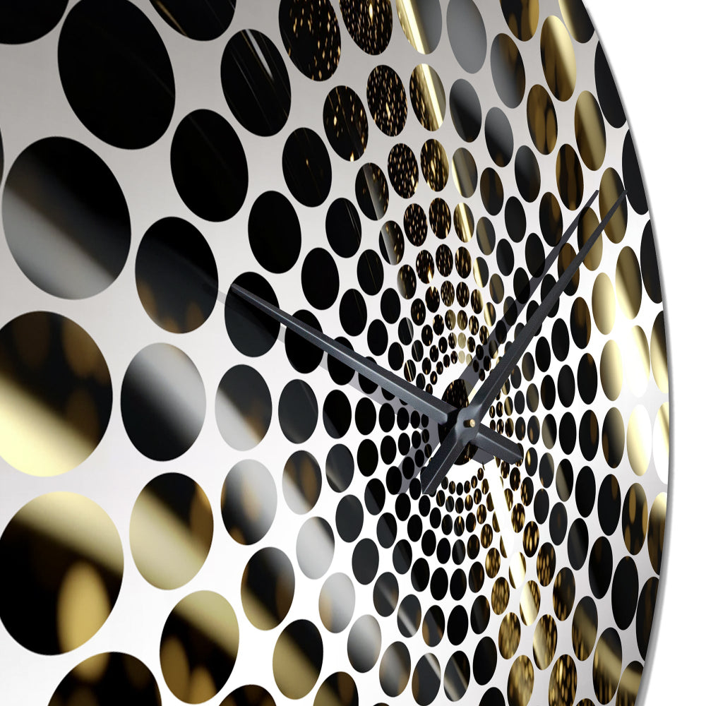 Gold Black Surreal Tides IV - Abstract Metal Wall Clock