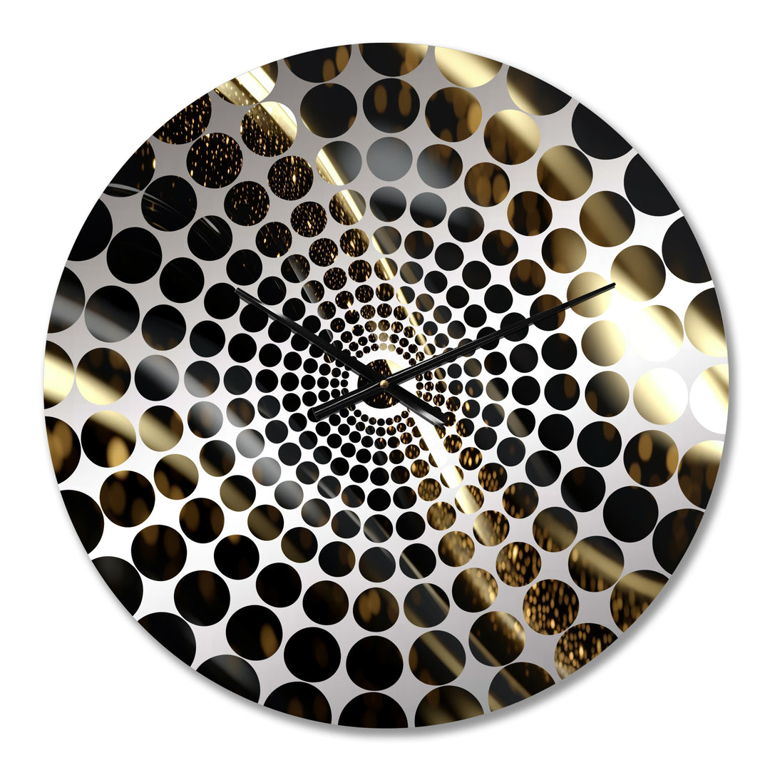 Gold Black Surreal Tides IV - Abstract Metal Wall Clock