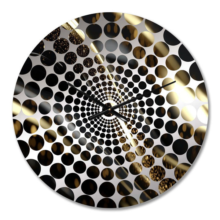 Gold Black Surreal Tides IV - Abstract Metal Wall Clock