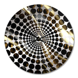 Gold Black Surreal Tides IV - Abstract Metal Wall Clock