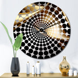 Gold and Black Surreal Tides I - Abstract Metal Wall Clock