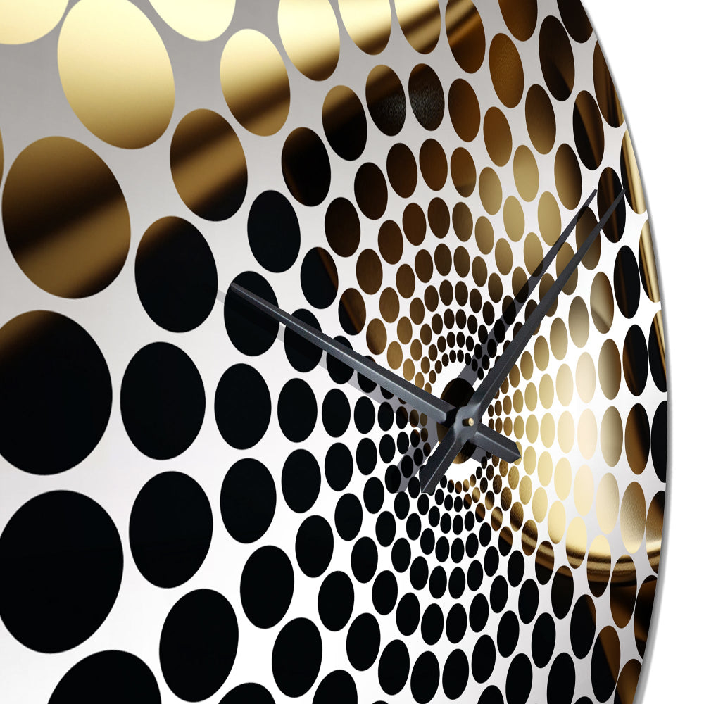 Gold and Black Surreal Tides I - Abstract Metal Wall Clock