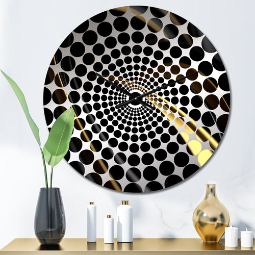 Gold and Black Surreal Tides II - Abstract Metal Wall Clock