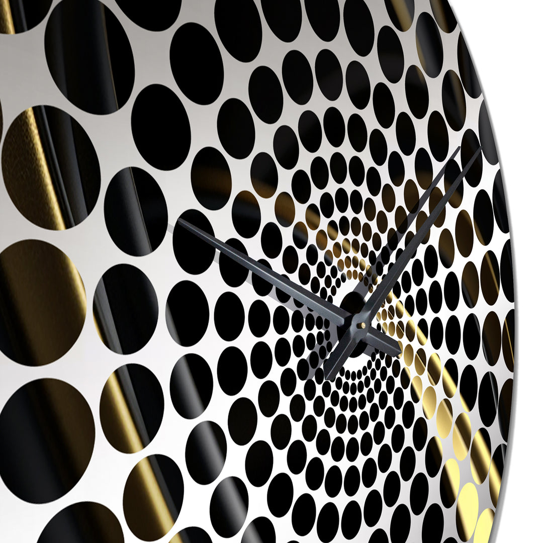 Gold and Black Surreal Tides II - Abstract Metal Wall Clock