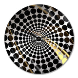 Gold and Black Surreal Tides II - Abstract Metal Wall Clock