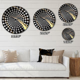 Gold and Black Surreal Tides II - Abstract Metal Wall Clock