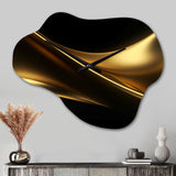 Gold and Black Surreal Tides III - Asymmetric Metal Wall Clock