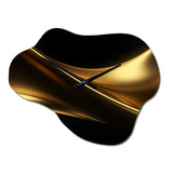 Gold and Black Surreal Tides III - Asymmetric Metal Wall Clock