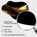 Gold and Black Surreal Tides III - Asymmetric Metal Wall Clock