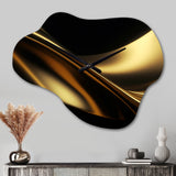 Gold and Black Surreal Tides IV - Asymmetric Metal Wall Clock