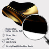 Gold and Black Surreal Tides IV - Asymmetric Metal Wall Clock
