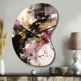 Gold and Pink Fluid Fusion II - Asymmetric Metal Wall Clock