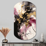 Gold and Pink Fluid Fusion II - Asymmetric Metal Wall Clock