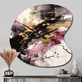 Gold and Pink Fluid Fusion II - Asymmetric Metal Wall Clock