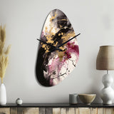 Gold and Pink Fluid Fusion II - Asymmetric Metal Wall Clock