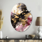 Gold and Pink Fluid Fusion II - Asymmetric Metal Wall Clock