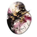 Gold and Pink Fluid Fusion II - Asymmetric Metal Wall Clock