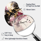 Gold and Pink Fluid Fusion II - Asymmetric Metal Wall Clock