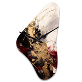 Gold and Red Fluid Fusion I - Asymmetric Metal Wall Clock