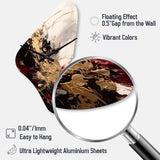 Gold and Red Fluid Fusion I - Asymmetric Metal Wall Clock