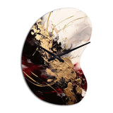 Gold and Red Fluid Fusion I - Asymmetric Metal Wall Clock