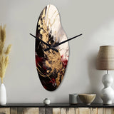 Gold and Red Fluid Fusion I - Asymmetric Metal Wall Clock
