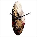 Gold and Red Fluid Fusion I - Asymmetric Metal Wall Clock