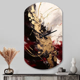 Gold and Red Fluid Fusion I - Asymmetric Metal Wall Clock