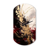Gold and Red Fluid Fusion I - Asymmetric Metal Wall Clock