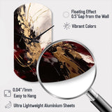 Gold and Red Fluid Fusion I - Asymmetric Metal Wall Clock