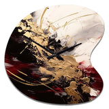 Gold and Red Fluid Fusion I - Asymmetric Metal Wall Clock