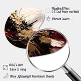 Gold and Red Fluid Fusion I - Asymmetric Metal Wall Clock