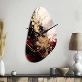 Gold and Red Fluid Fusion I - Asymmetric Metal Wall Clock