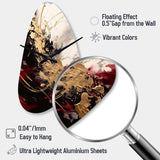 Gold and Red Fluid Fusion I - Asymmetric Metal Wall Clock
