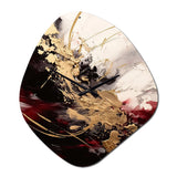 Gold and Red Fluid Fusion I - Asymmetric Metal Wall Clock