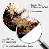 Gold and Red Fluid Fusion I - Asymmetric Metal Wall Clock