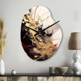 Gold and Red Fluid Fusion I - Asymmetric Metal Wall Clock