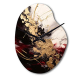 Gold and Red Fluid Fusion I - Asymmetric Metal Wall Clock