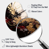 Gold and Red Fluid Fusion I - Asymmetric Metal Wall Clock