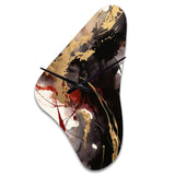 Gold and Red Fluid Fusion II - Asymmetric Metal Wall Clock