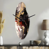 Gold and Red Fluid Fusion II - Asymmetric Metal Wall Clock