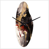 Gold and Red Fluid Fusion II - Asymmetric Metal Wall Clock