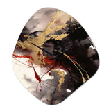 Gold and Red Fluid Fusion II - Asymmetric Metal Wall Clock