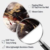 Gold and Red Fluid Fusion II - Asymmetric Metal Wall Clock