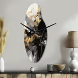 Gold and Grey Fluid Fusion I - Asymmetric Metal Wall Clock