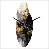 Gold and Grey Fluid Fusion I - Asymmetric Metal Wall Clock