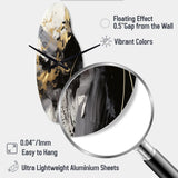 Gold and Grey Fluid Fusion I - Asymmetric Metal Wall Clock
